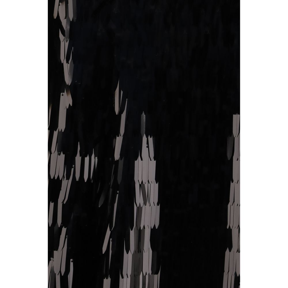 Black Polyester Midi Skirt