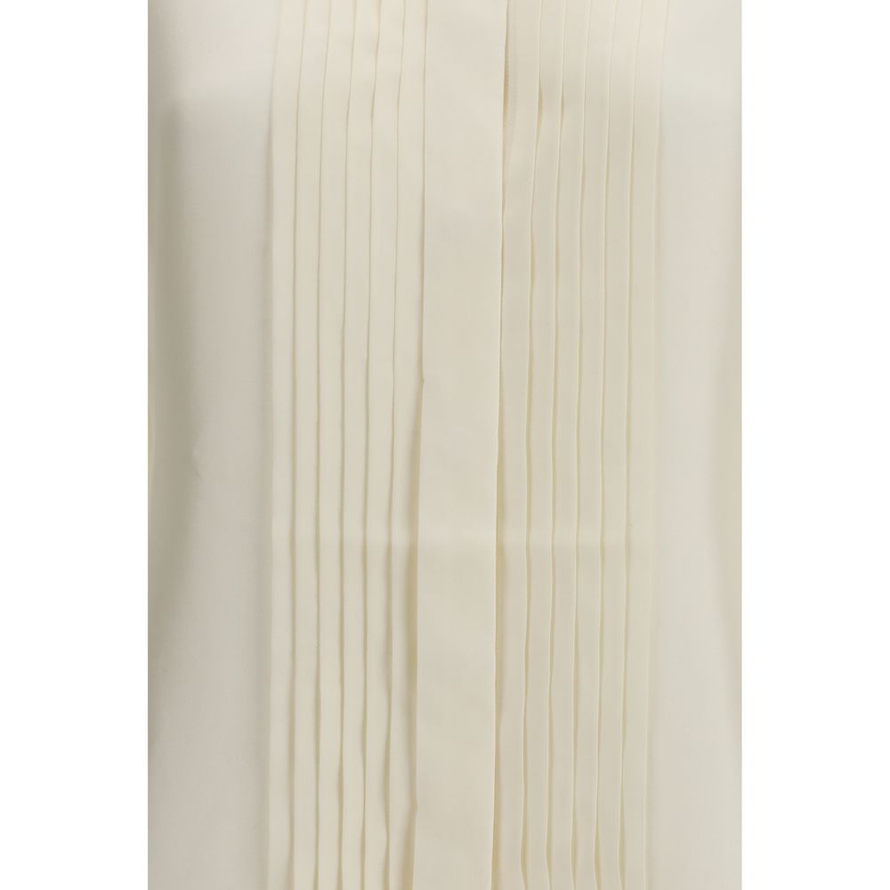 Beige Silk Dress Shirt