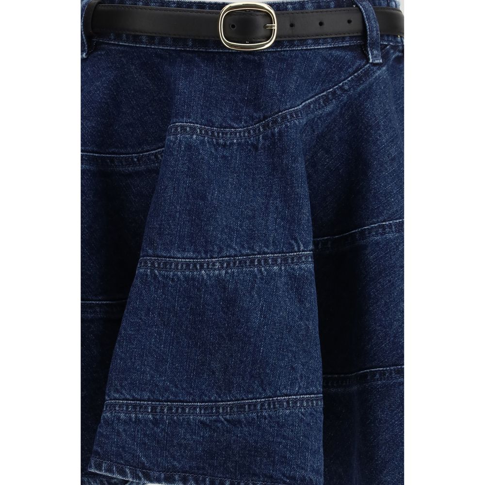Blue Cotton Mini Skirt
