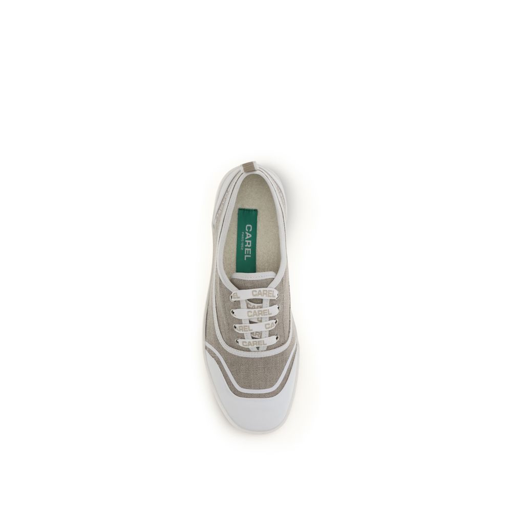 Beige Cotton Low Top Sneakers
