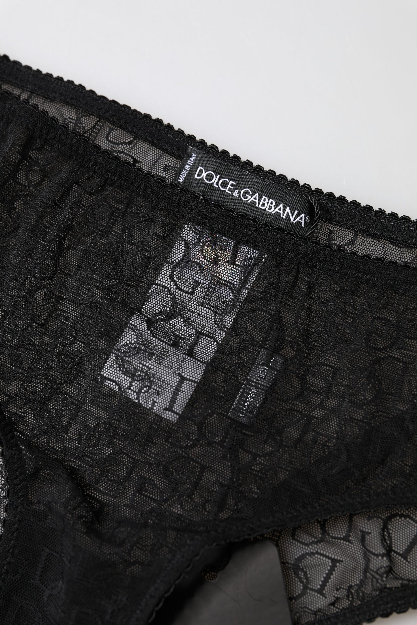 Black Nylon Stretch Mid Waist Brief Underwear