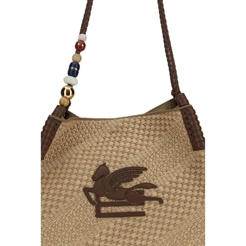 Beige Raffia Shoulder Bag