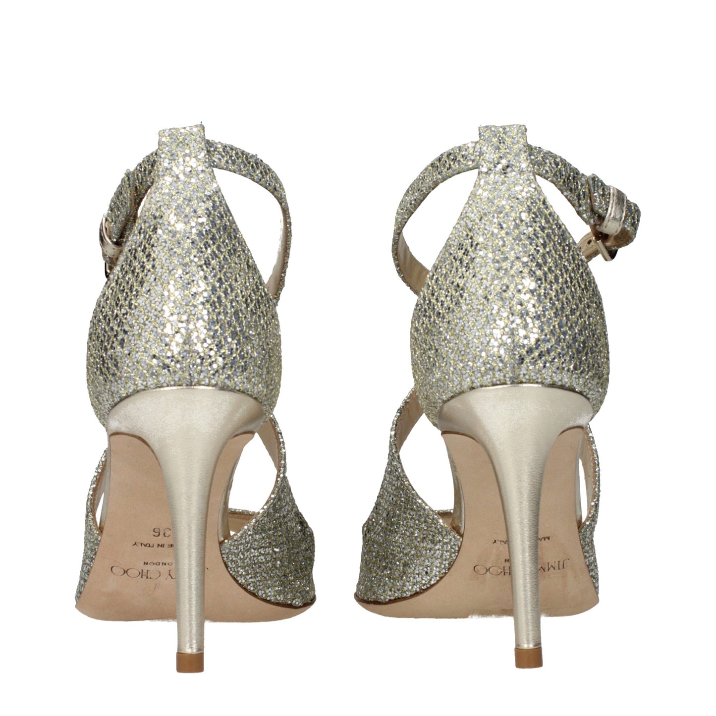 Gold Plastic Stiletto Heel Sandals