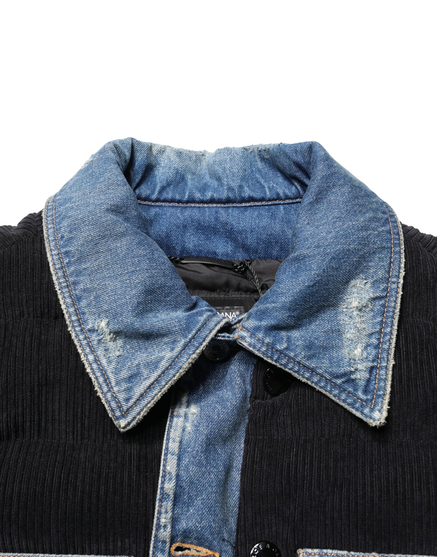 Black Blue Cotton Denim Blouson Men Jacket