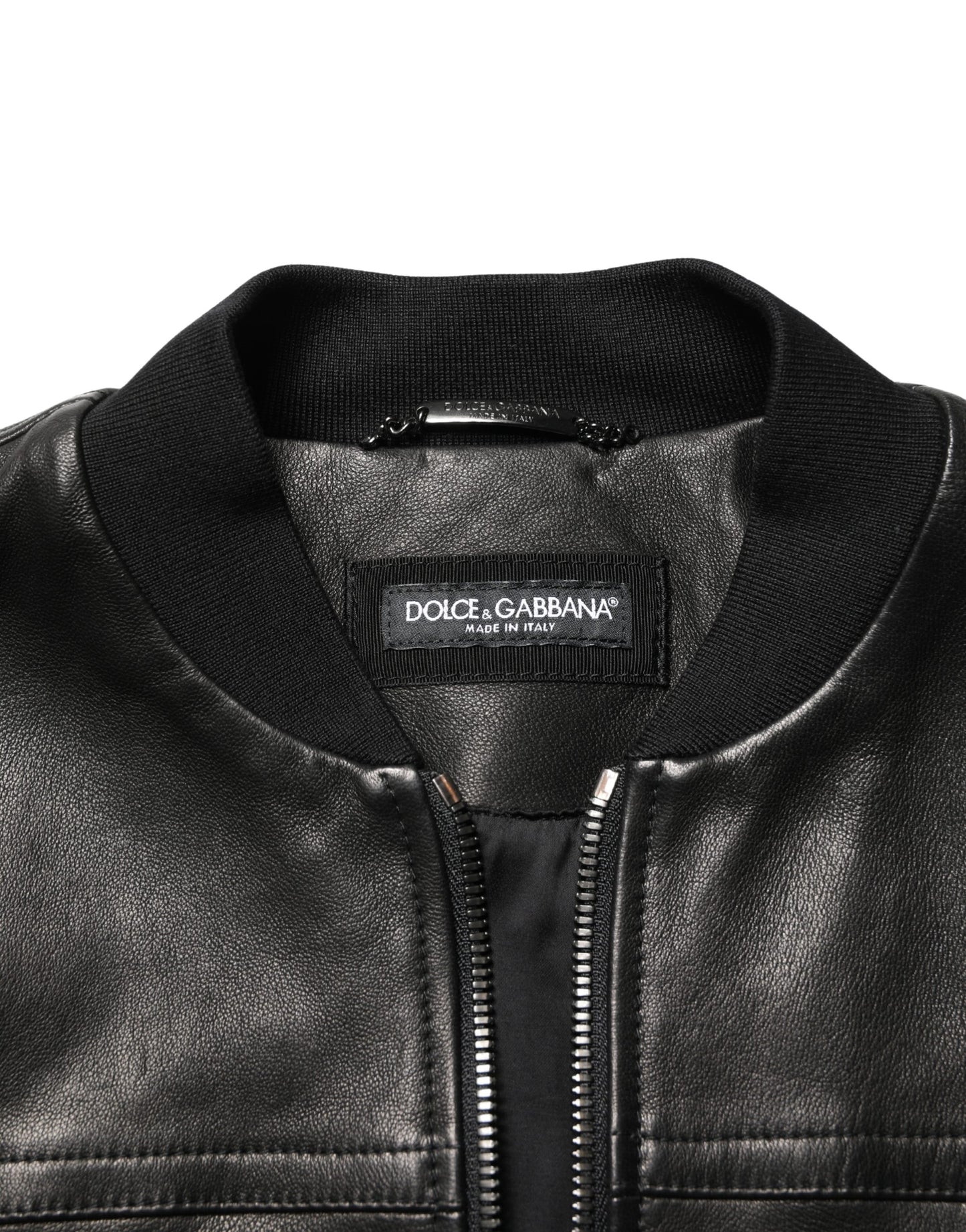 Black Lamb Leather Full Zip Biker Jacket