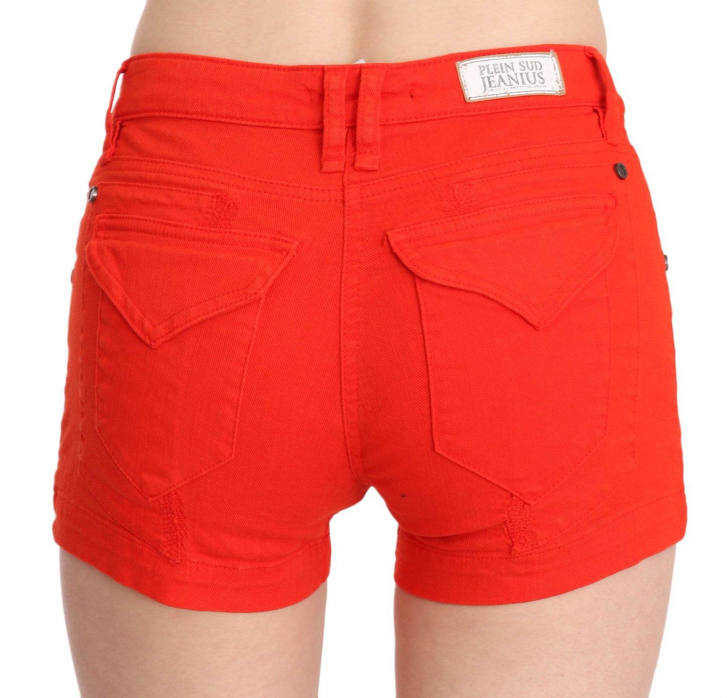 Orange Mid Waist Cotton Denim Mini