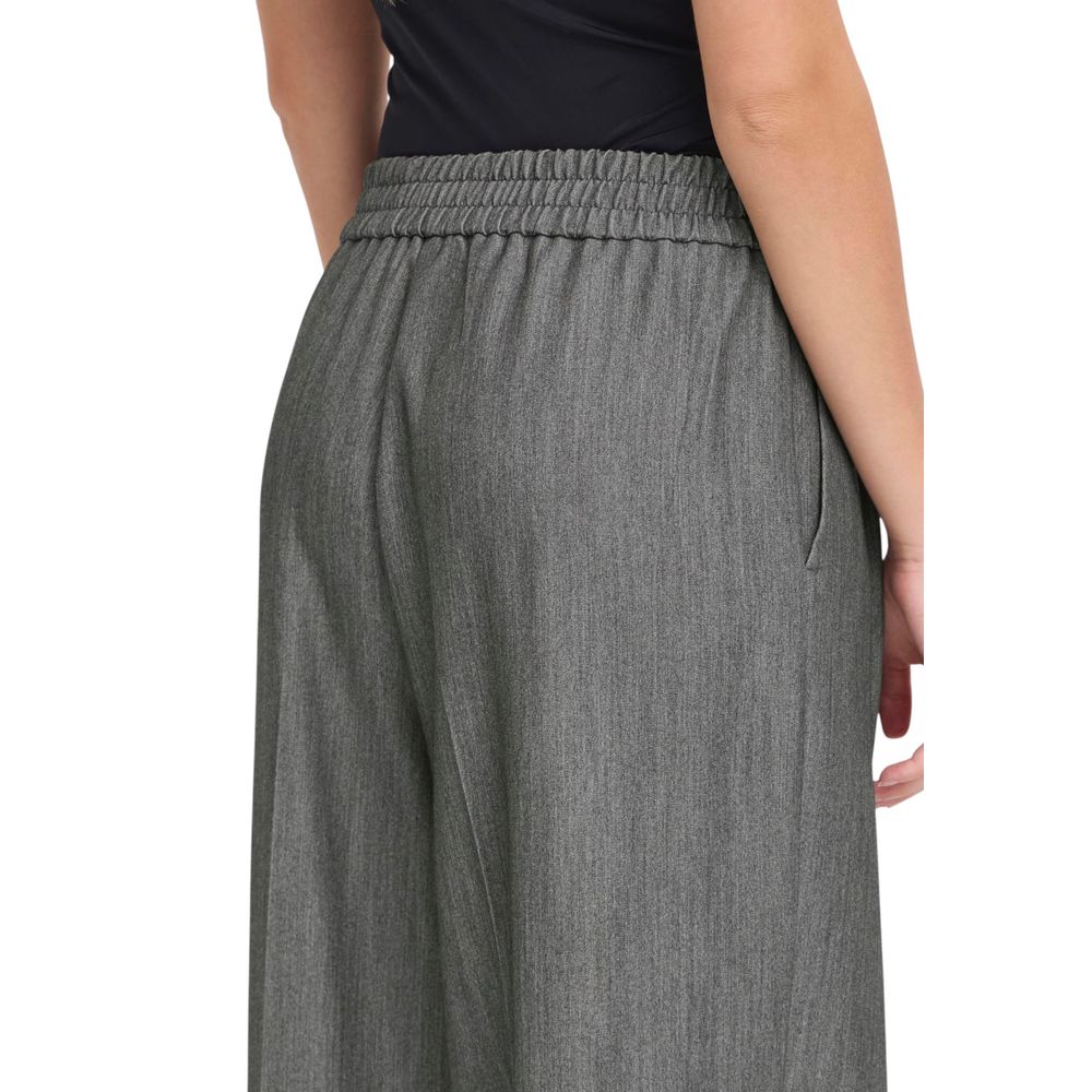 Gray Polyester Casual Pants