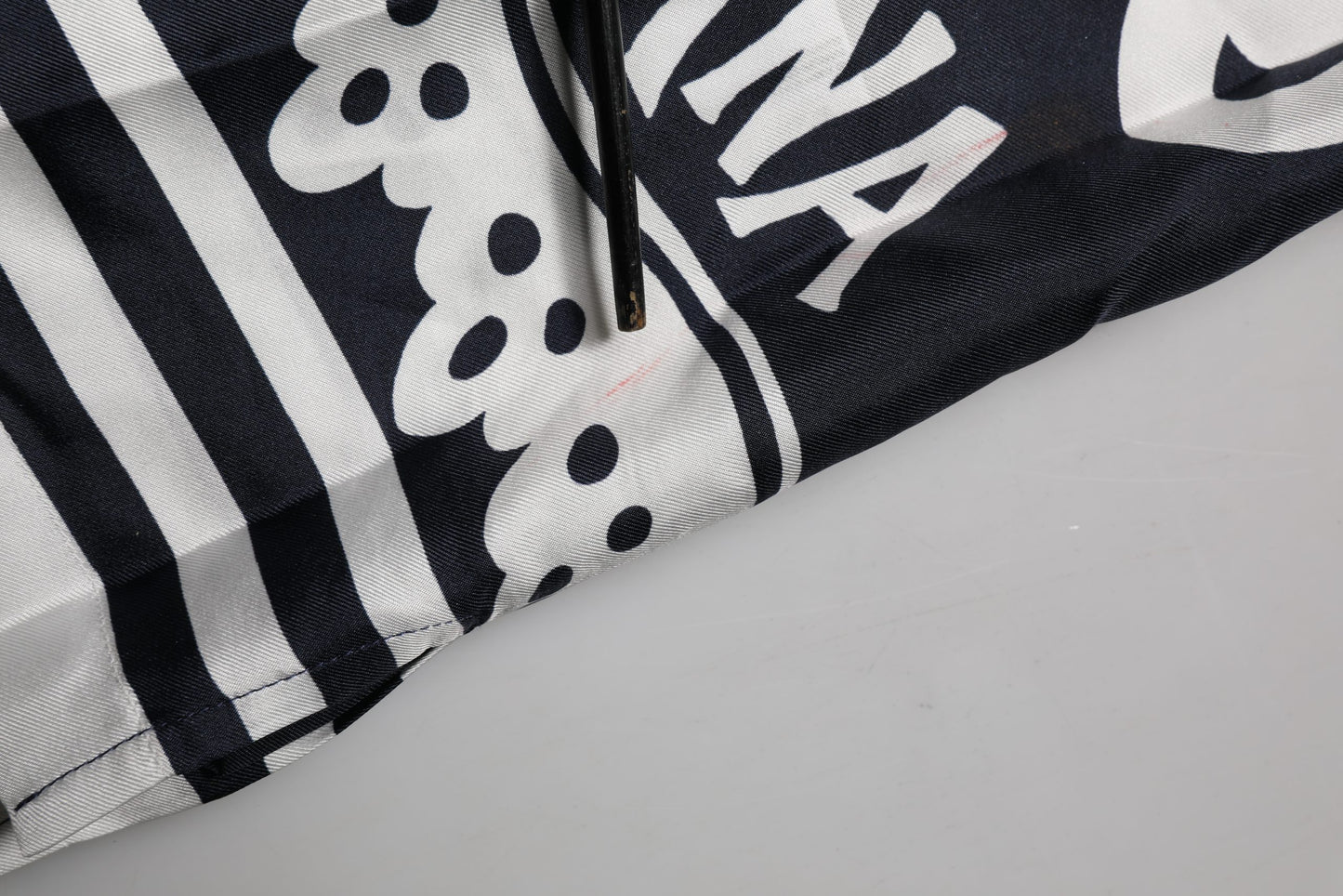 Black White Marina Print Silk Hawaii Shirt