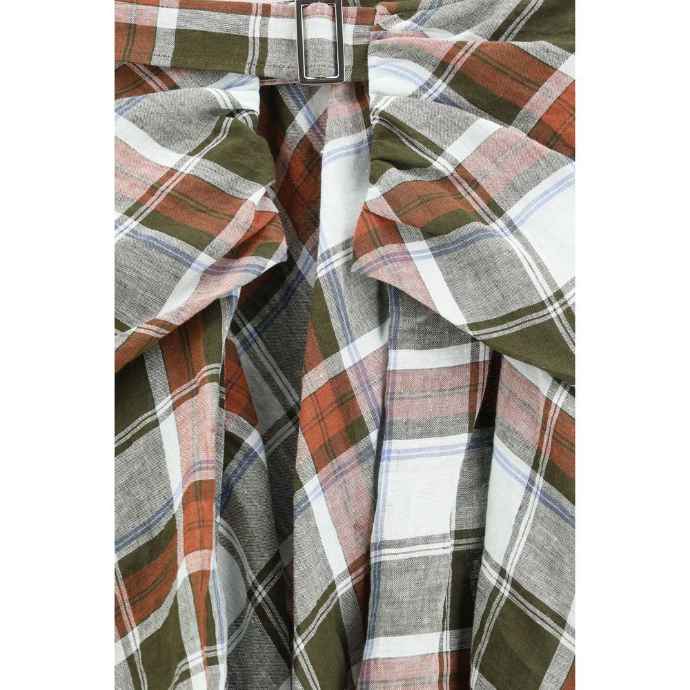 Multicolor Linen Midi Skirt