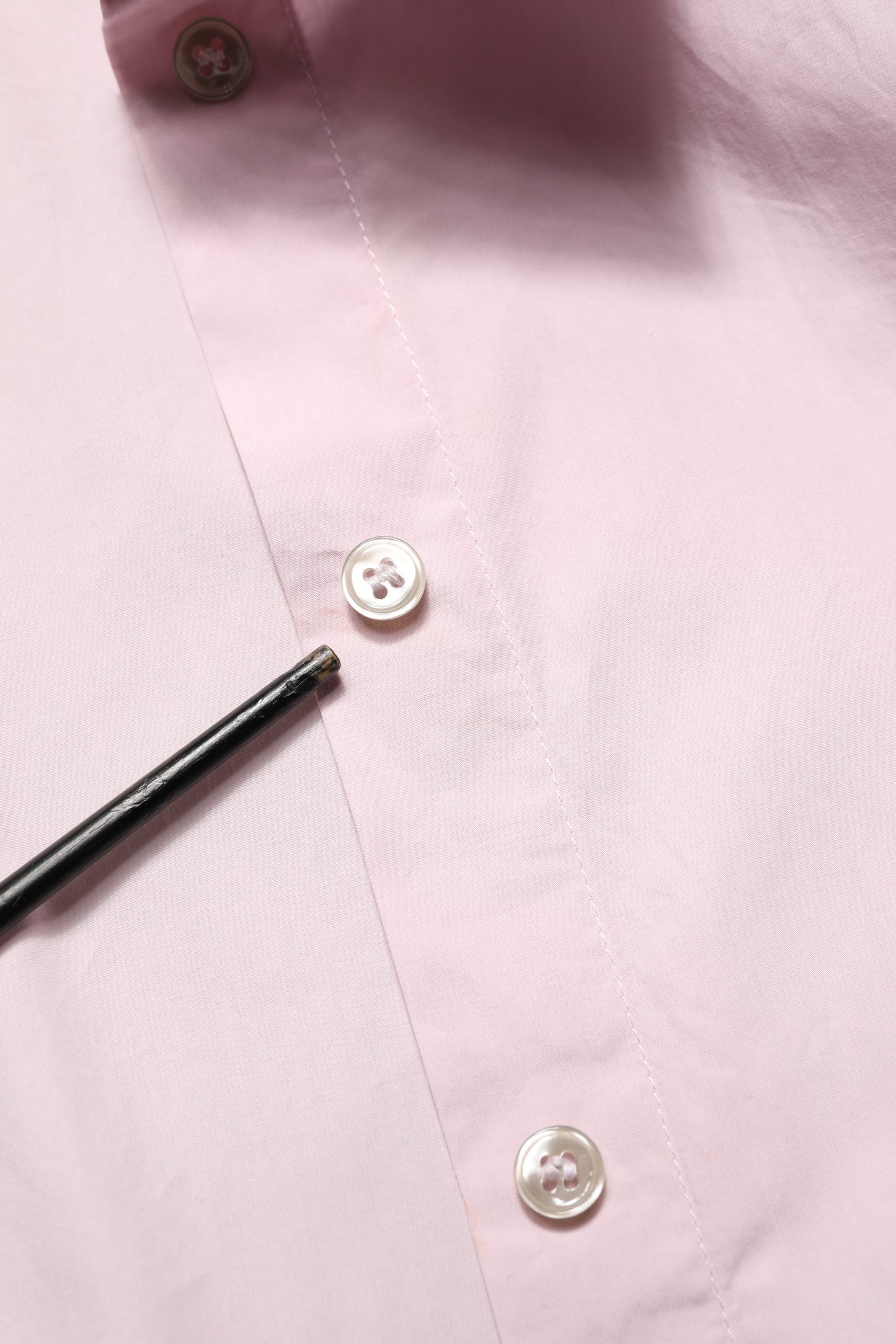 LightPink Cotton Collared Buttoned Blouse Top
