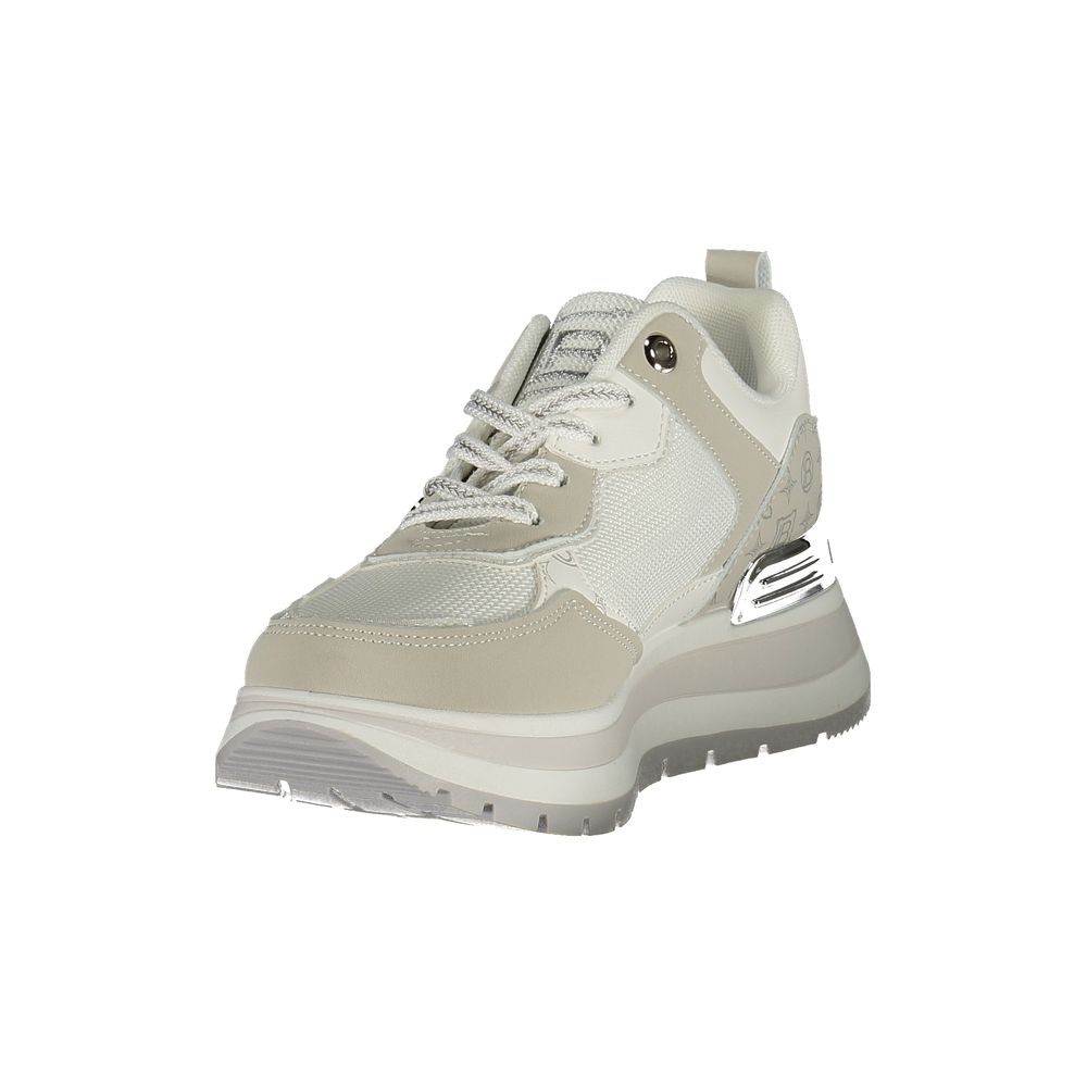 White Polyurethane Women Sneaker