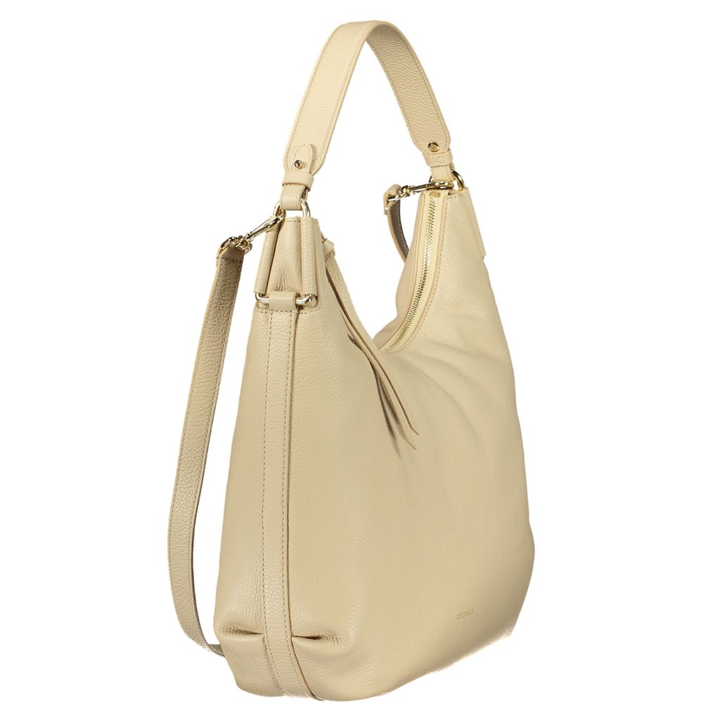Beige Leather Women Handbag