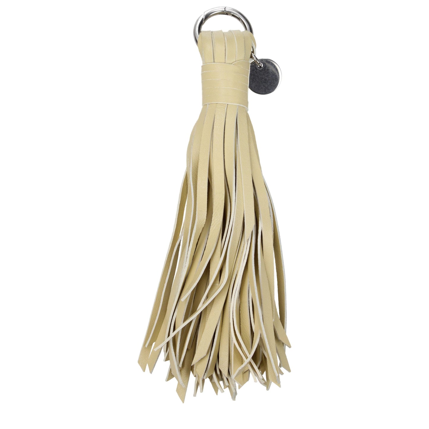 Beige Leather Keychain