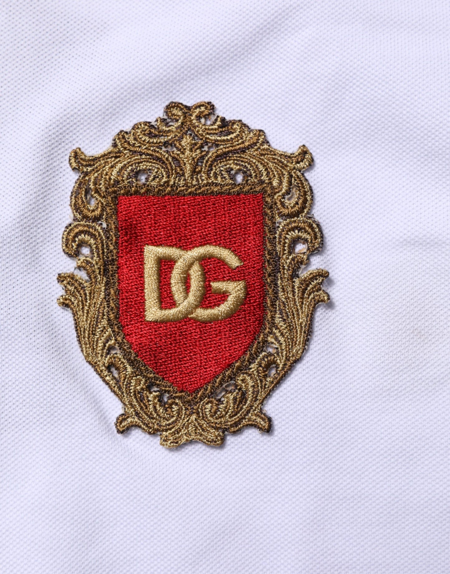 White Cotton Crest Embroidery Polo T-shirt