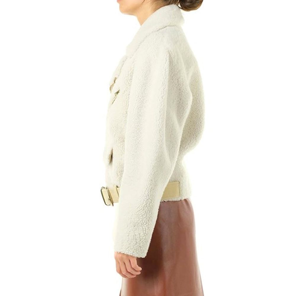 Beige Polyester Biker Jacket