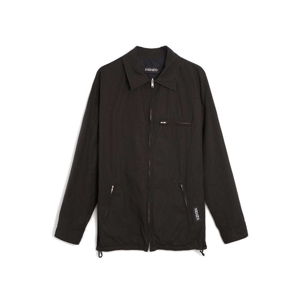 Black Cotton Full-Length Jacket