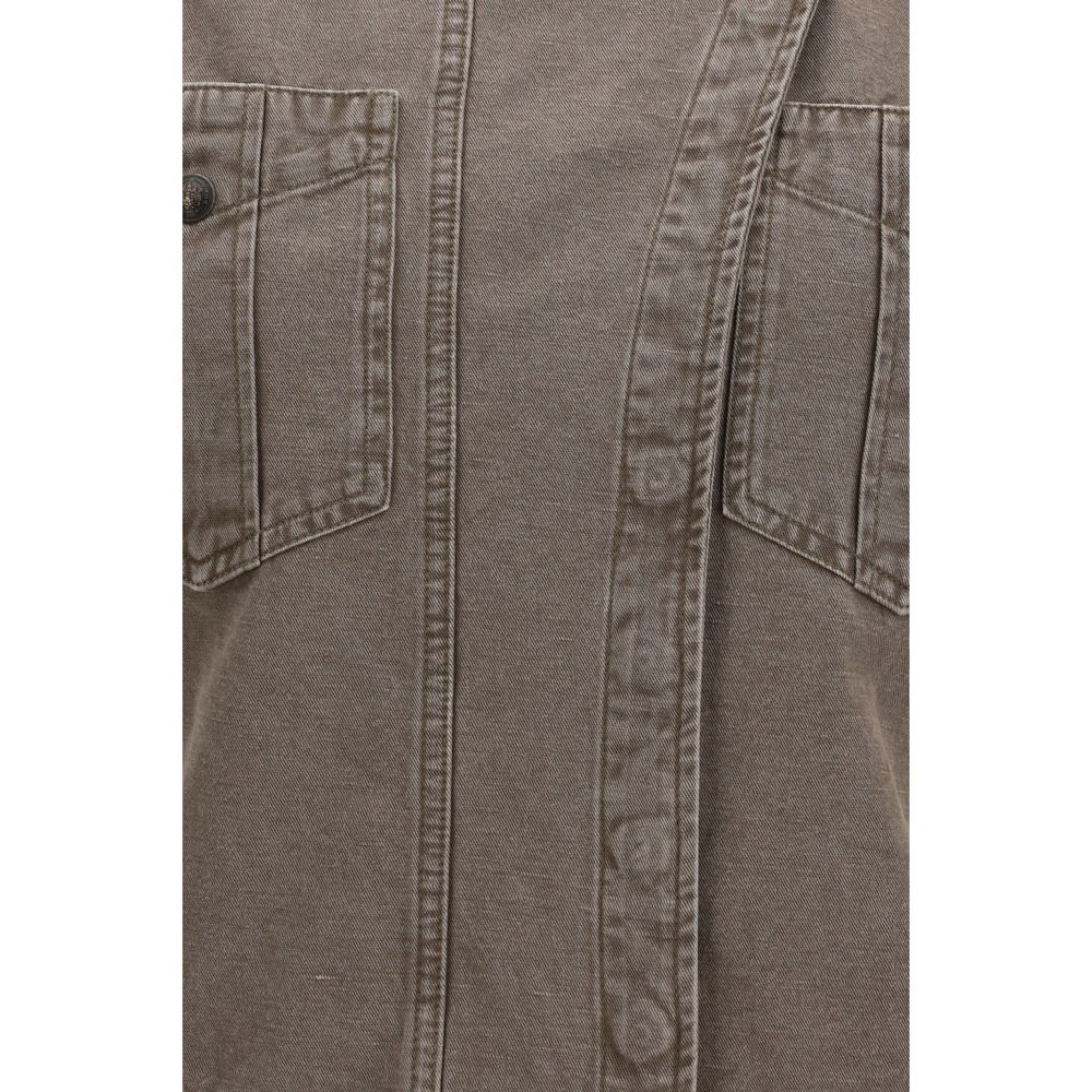 Brown Cotton Casual Dress