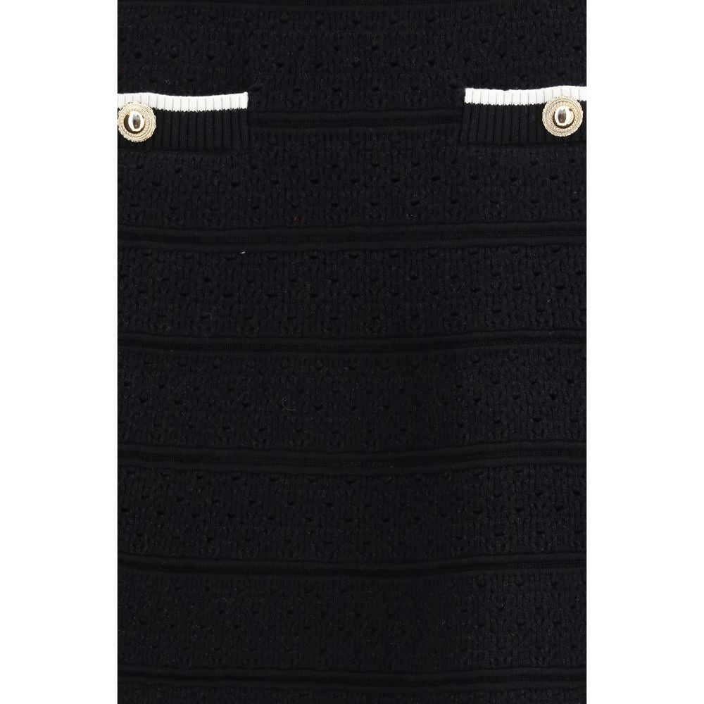 Black Cotton Mini Skirt