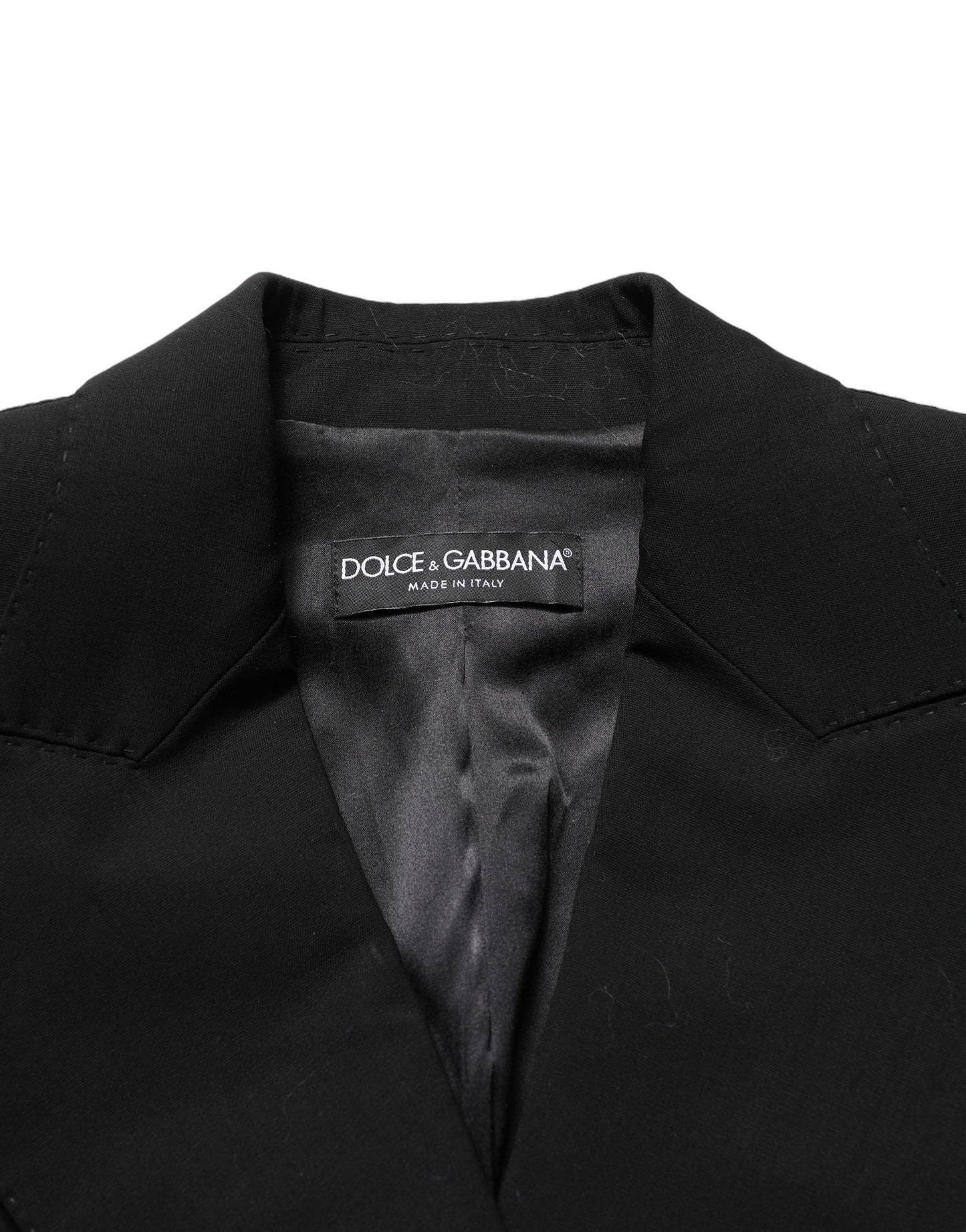Black Wool DoubleBreasted Lace Sleeve Jacket
