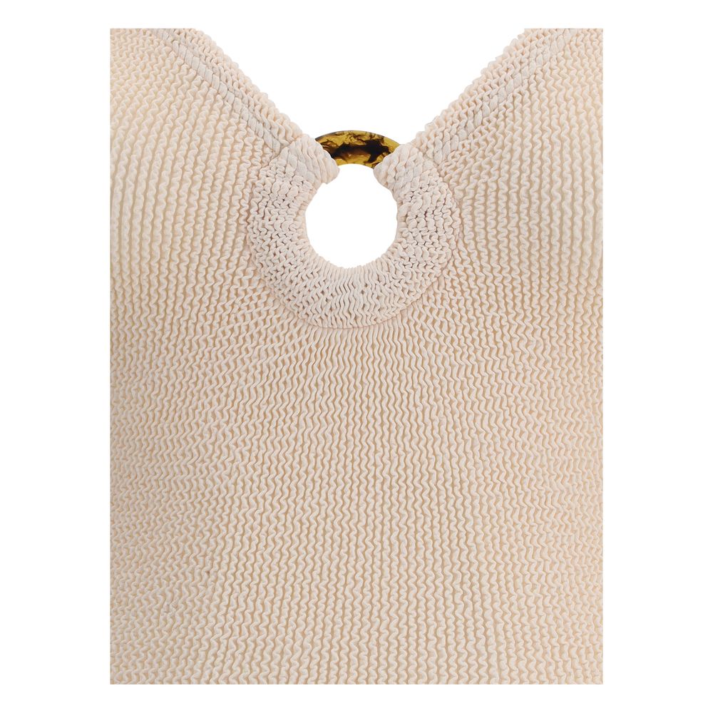 Beige Polyamide One-Piece Swimsuit