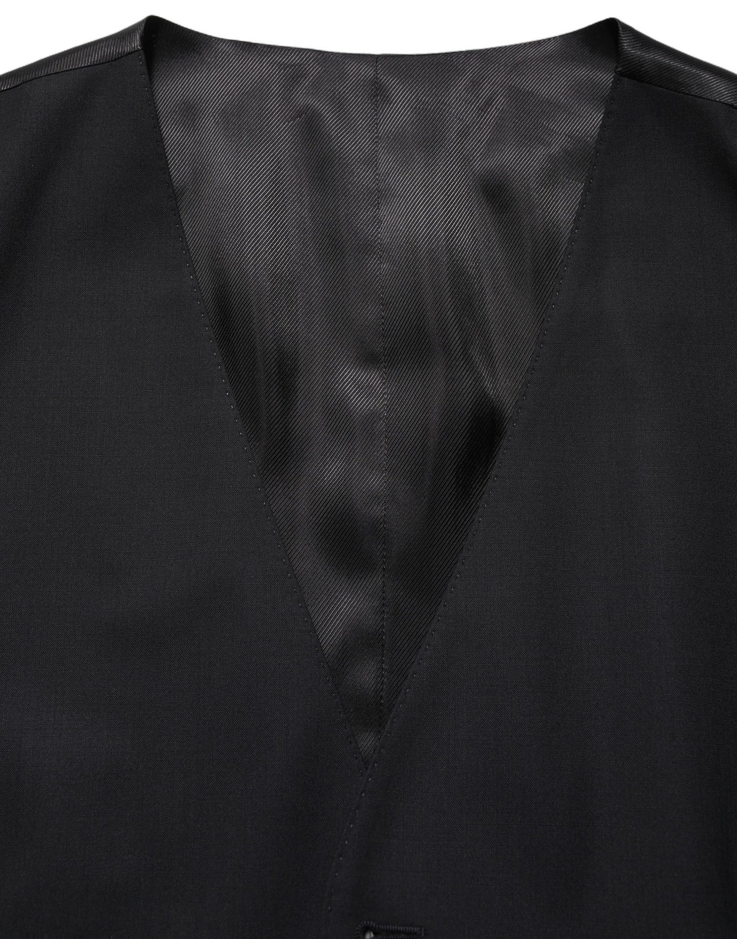 Black Wool Single Breasted Waistcoat Vest