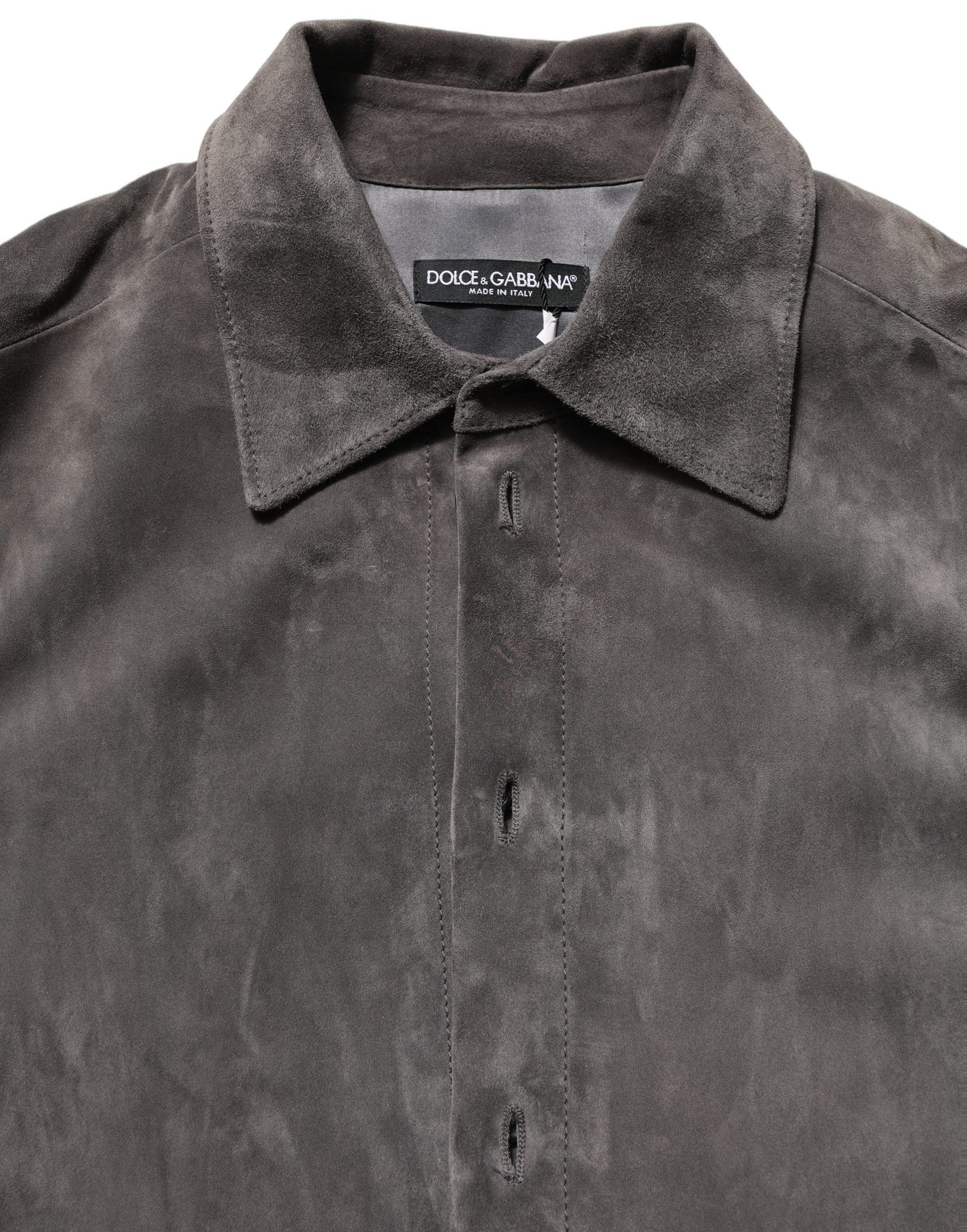 Gray Suede Long Sleeves Button Down Shirt
