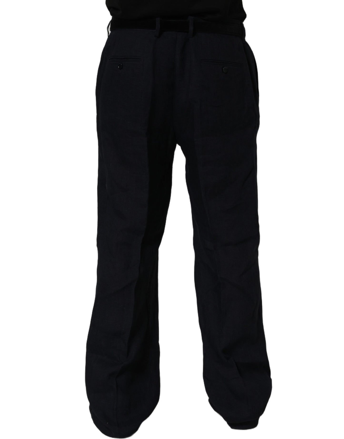 Black Linen Straight Leg Dress Trouser Pants