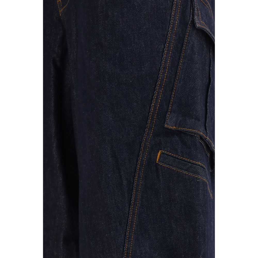 Blue Cotton Cargo Pants