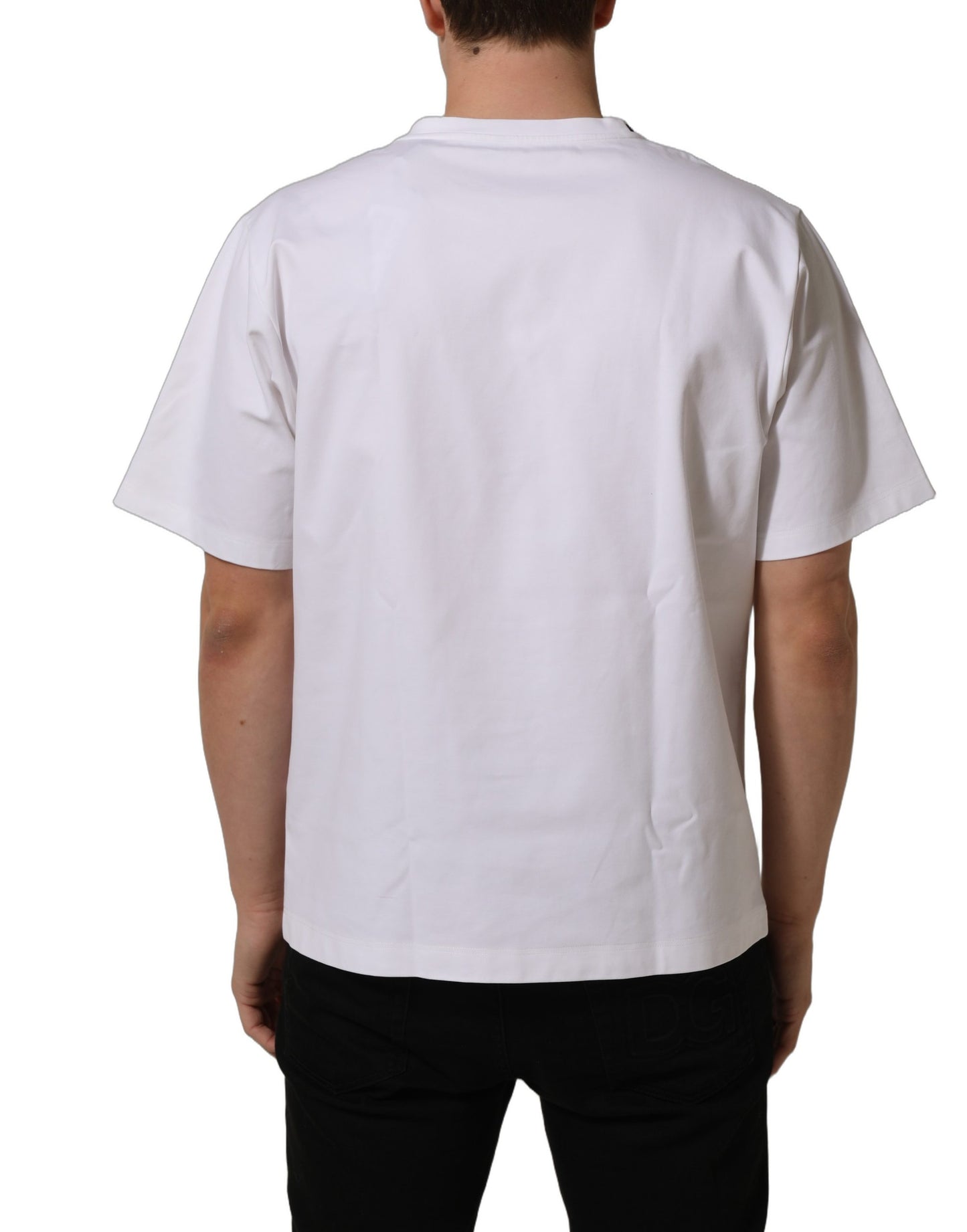 White Cotton Short Sleeves Crew Neck T-shirt