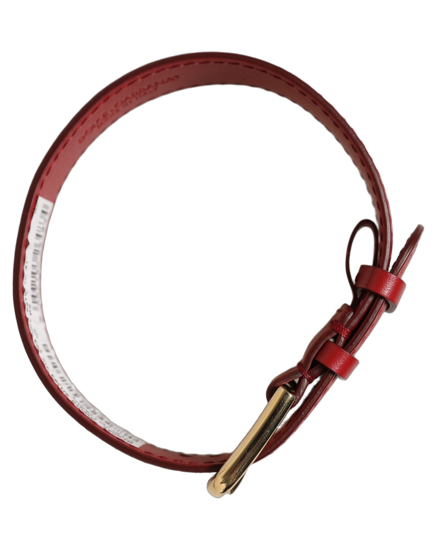 Red Calfskin Leather Gold Buckle Belt Strap Bracelet