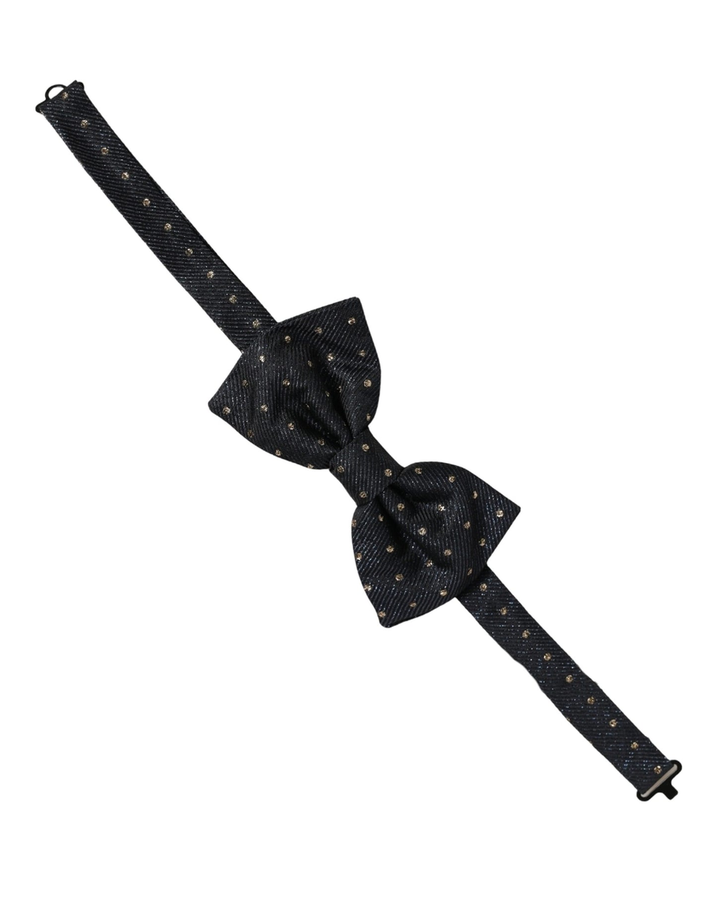 Men Black Polka Dot Silk Adjustable Neck Papillon Bow Tie