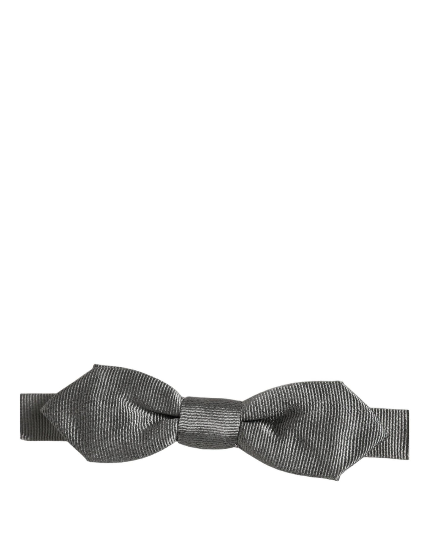 Men Gray 100% Silk Adjustable Neck Papillon Bow Tie