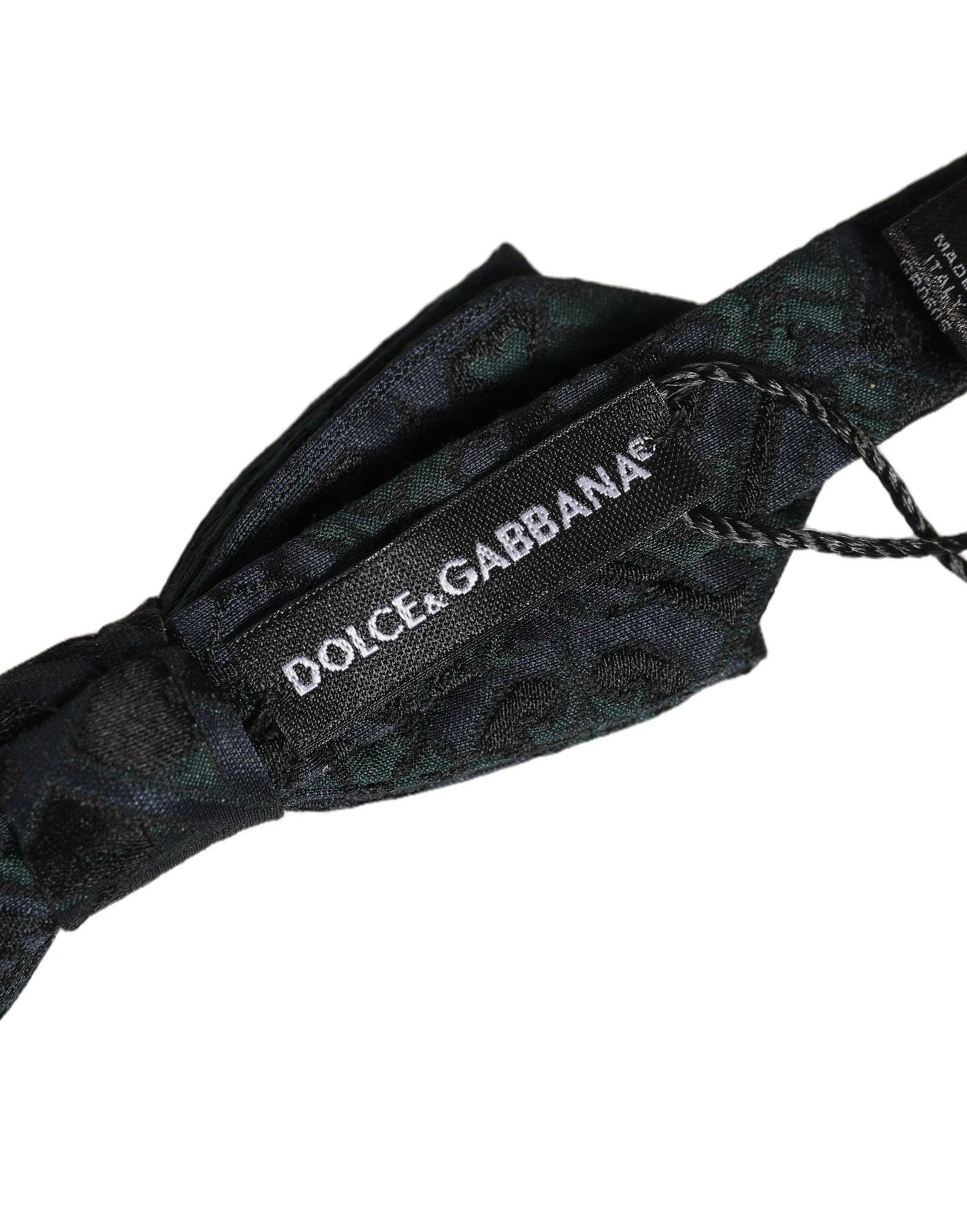 Men Black Green Paisley Adjustable Neck Papillon Bow Tie