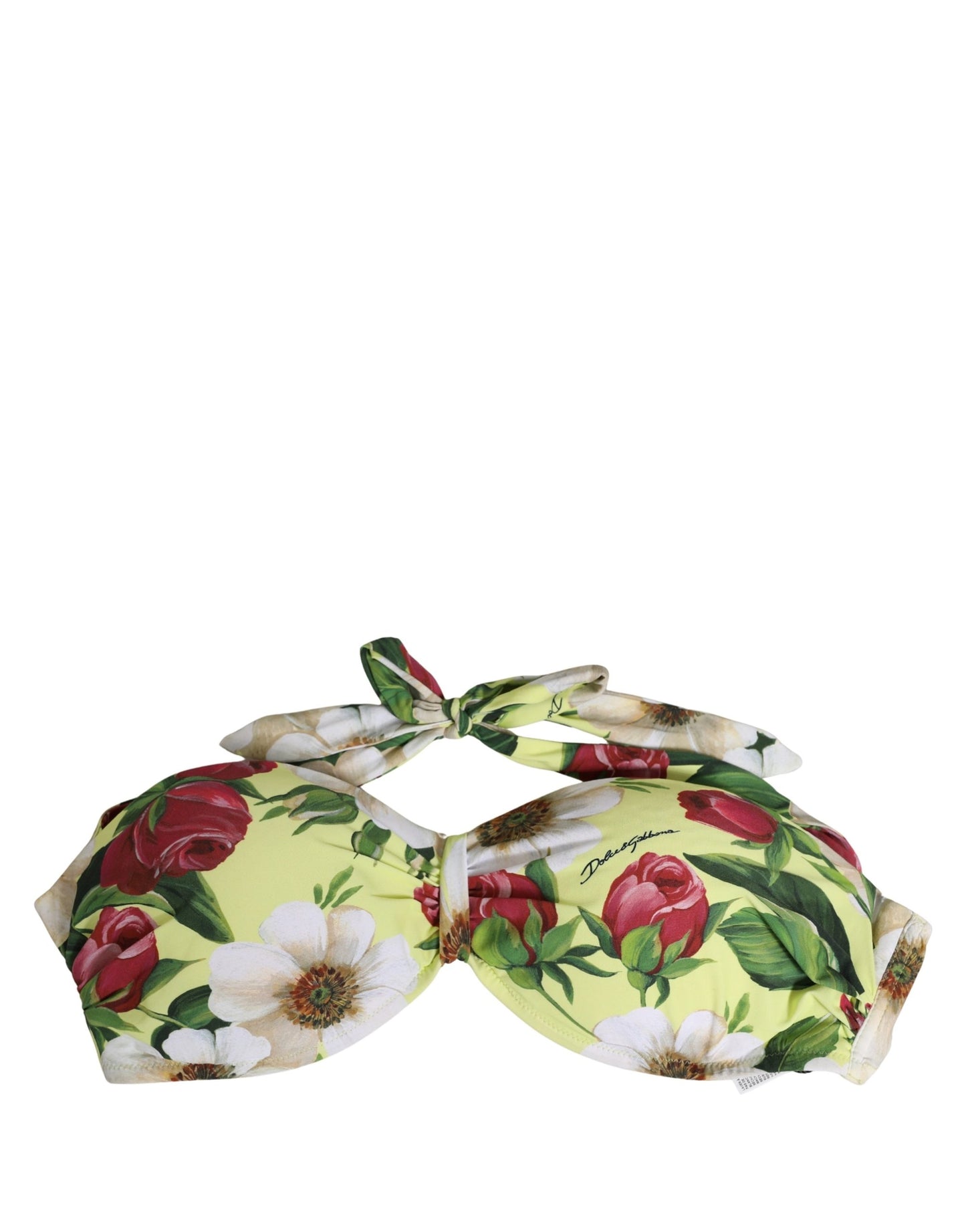 Yellow Floral Halter Nylon Beachwear Bikini Top