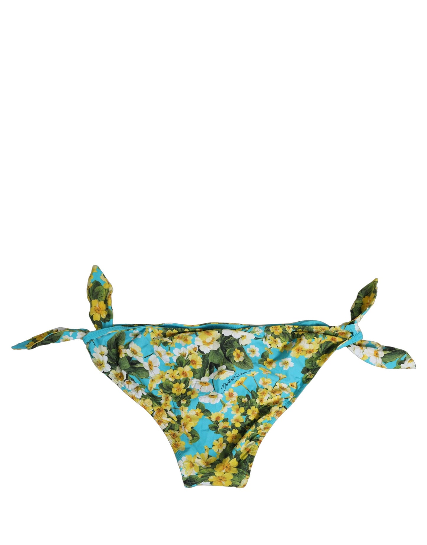 Blue Floral Print Nylon Beachwear Bikini Bottom