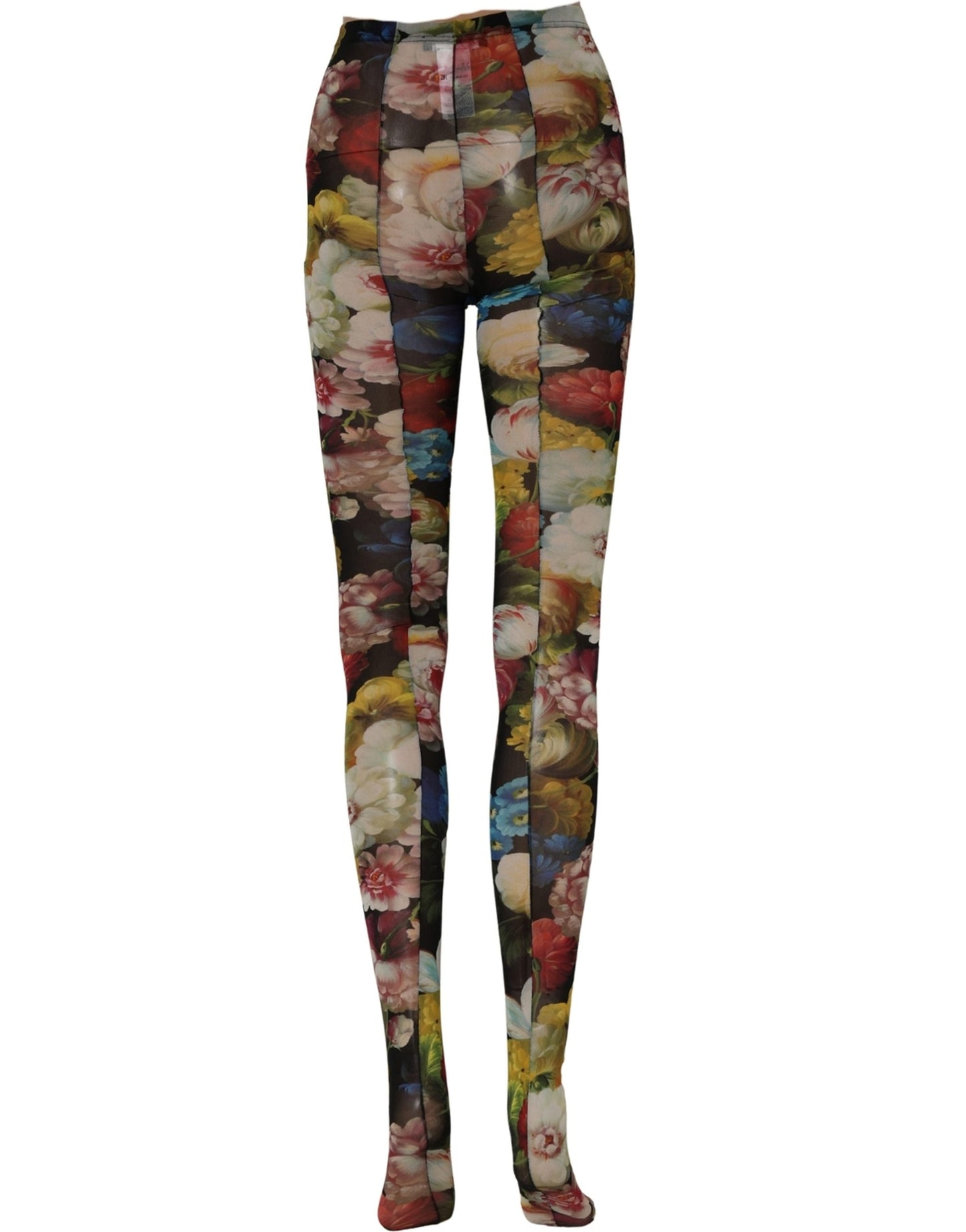 Black Floral Print Tights Sheer Stockings Socks