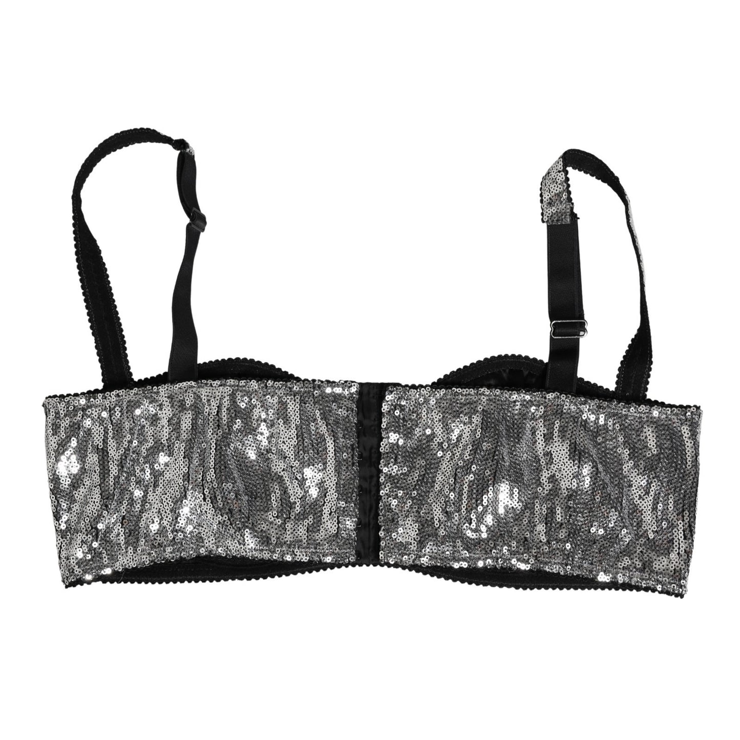 Silver Sequined Nyon Balconnet Bra Underwear