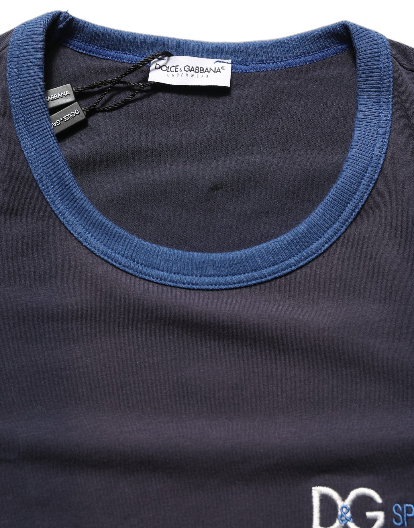 Dark Blue Cotton Stretch Round Neck T-shirt