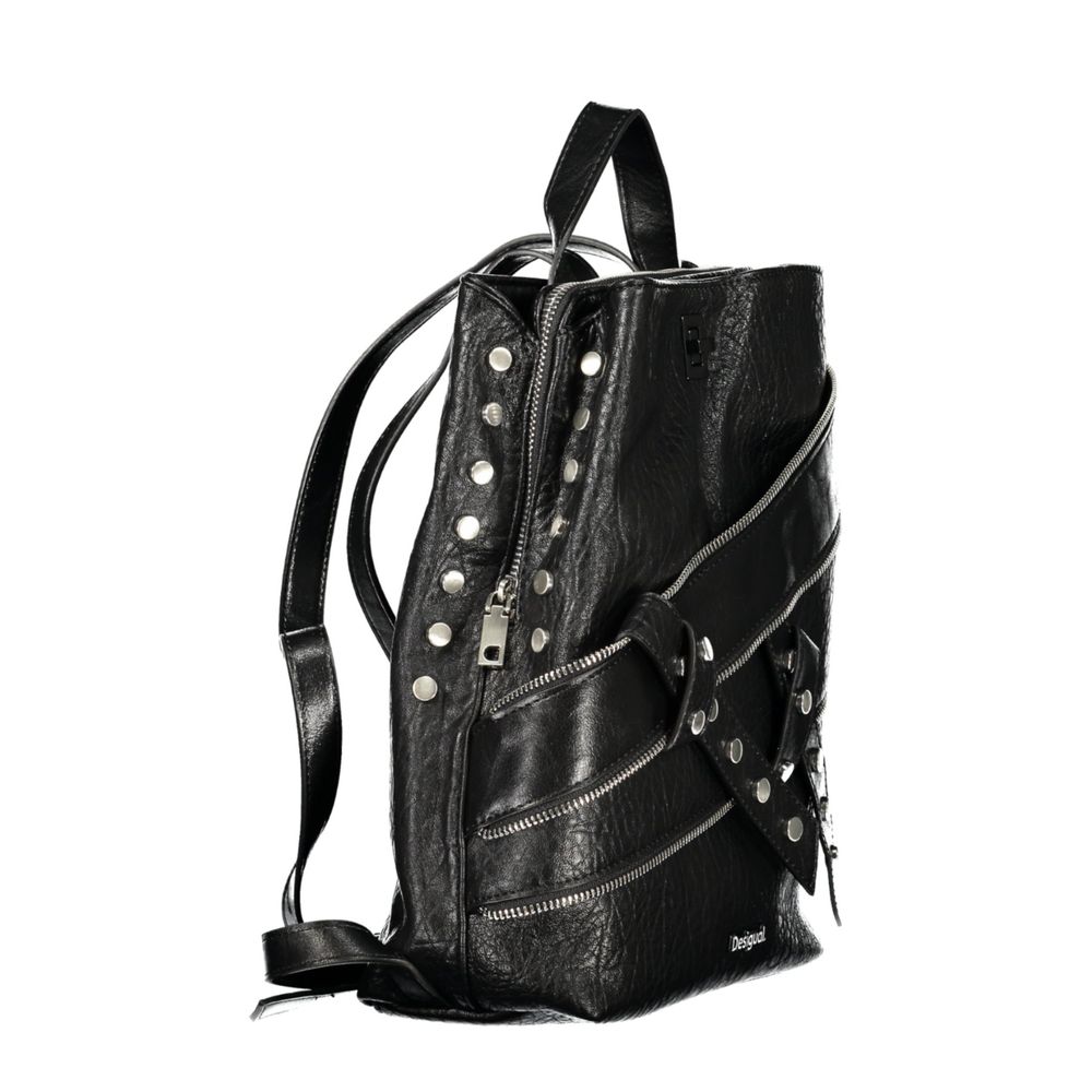 Black Polyurethane Women's Backpack
