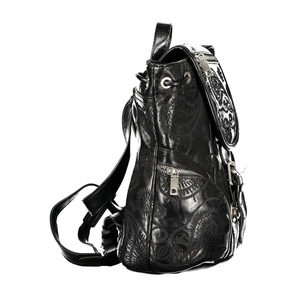 Black Polyurethane Women's Backpack