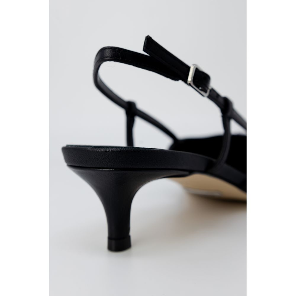 Black Polyester High Heel Pumps