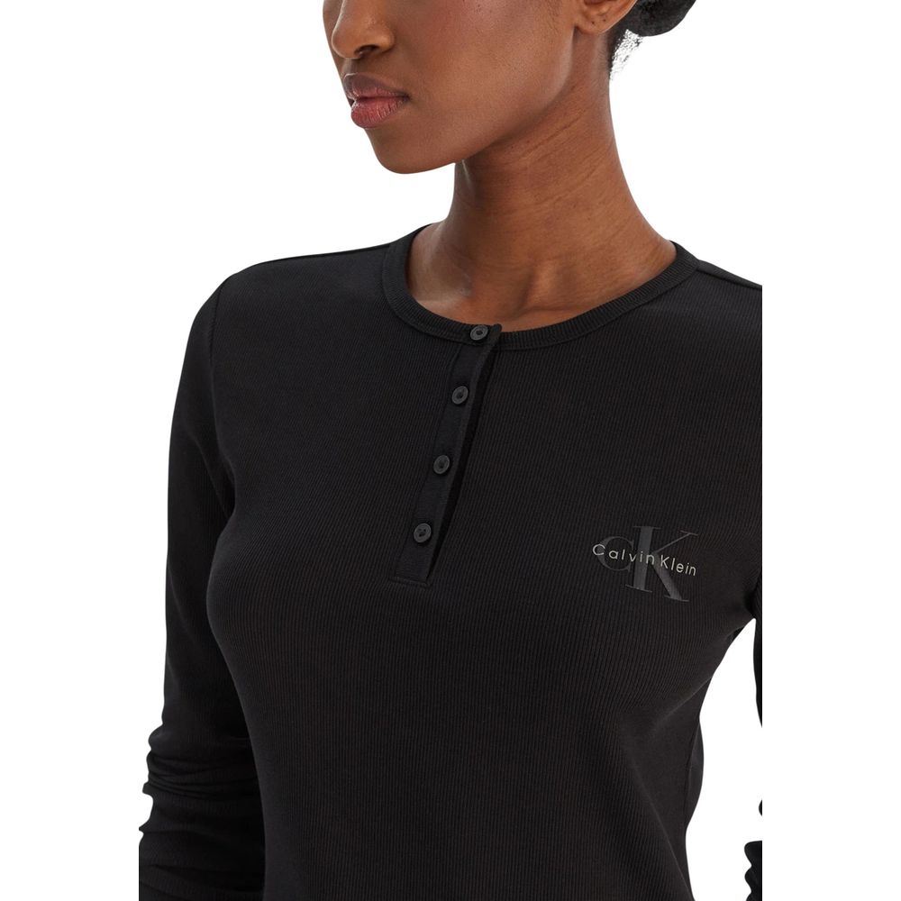 Black Cotton Long Sleeve T-Shirt