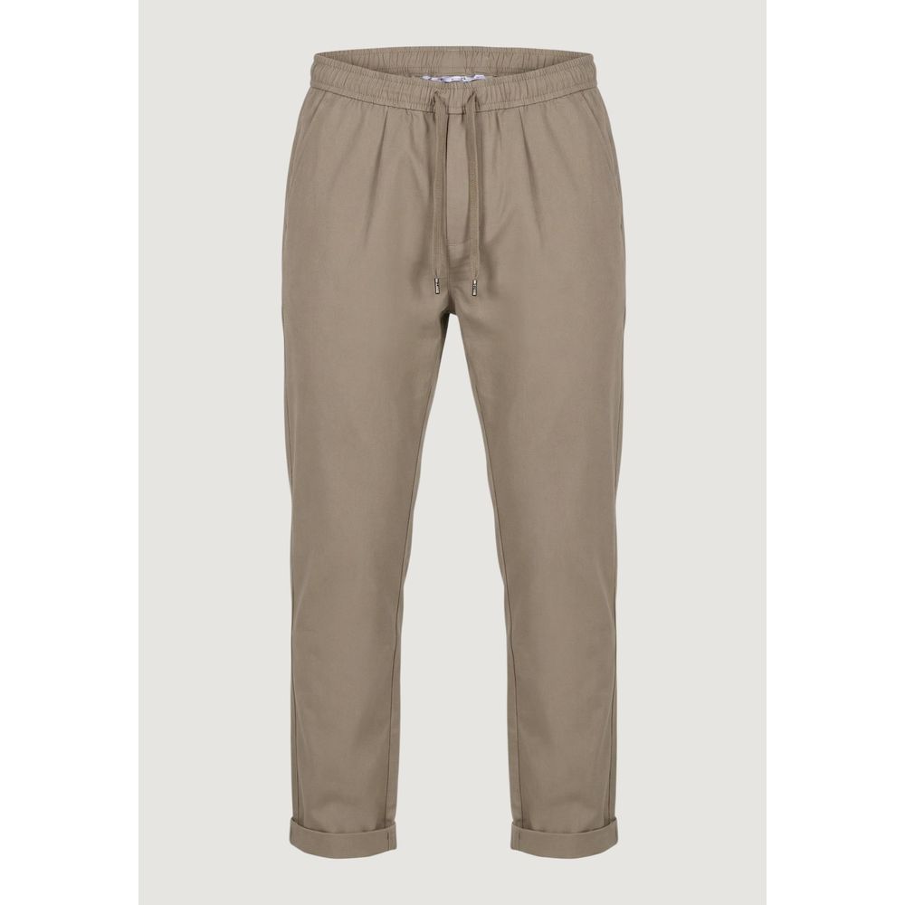 Brown Polyester Casual Pants