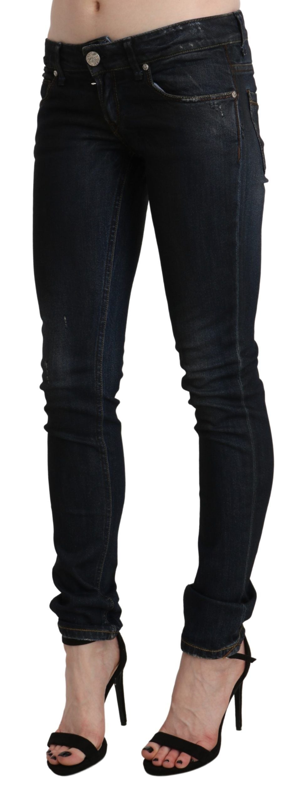 Black Washed Low Waist Skinny Denim Jeans