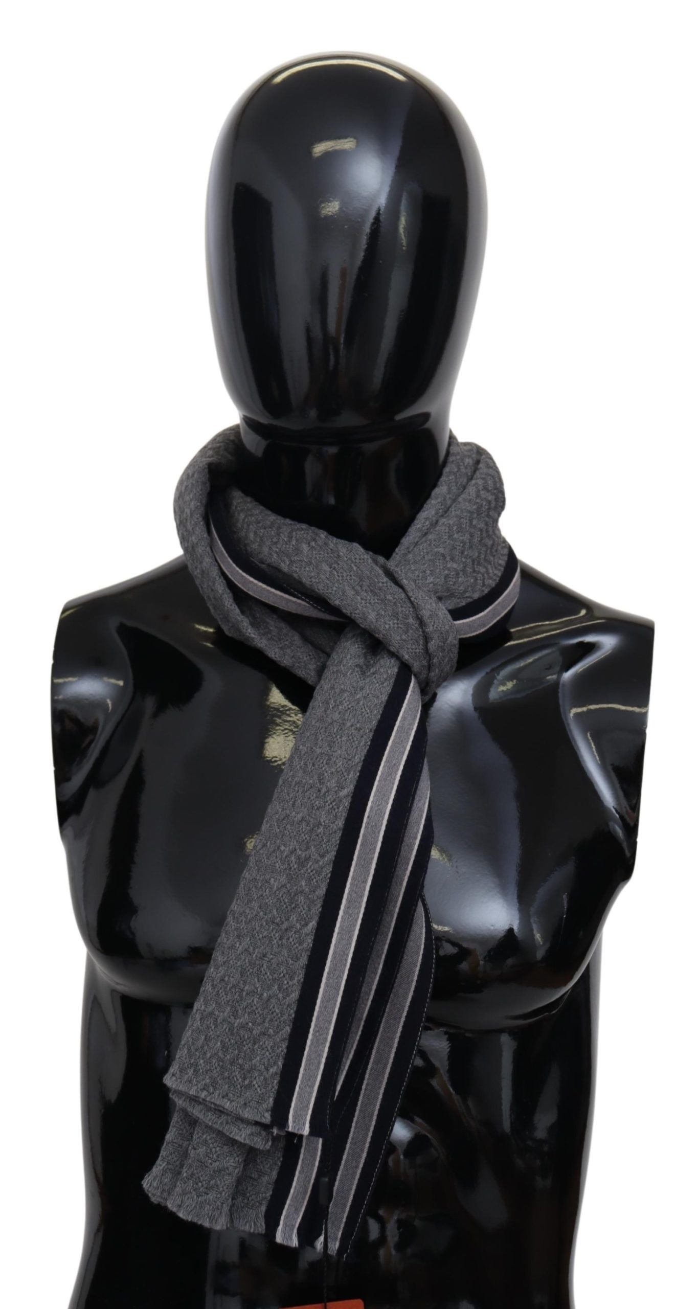 Gray Stripes Pattern 100% Wool Unisex Neck Wrap Scarf