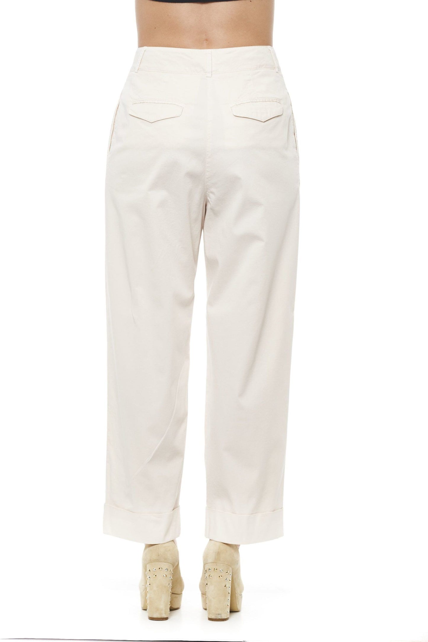 Beige Cotton Jeans & Pants