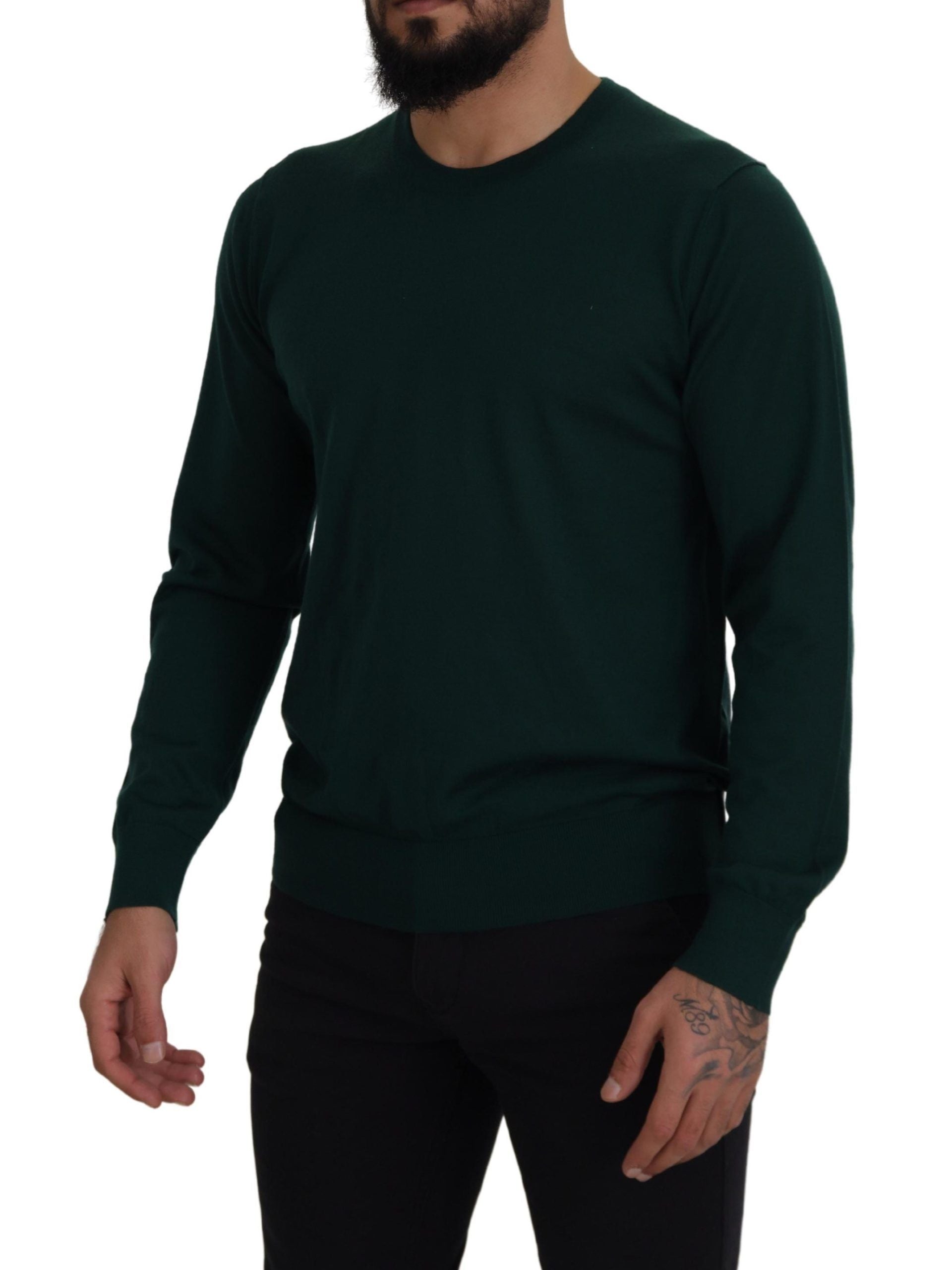 Green Cashmere Crewneck Pullover Sweater