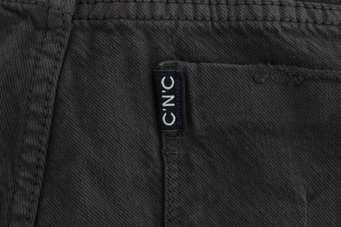 Green Cotton Blend Slim Fit Jeans