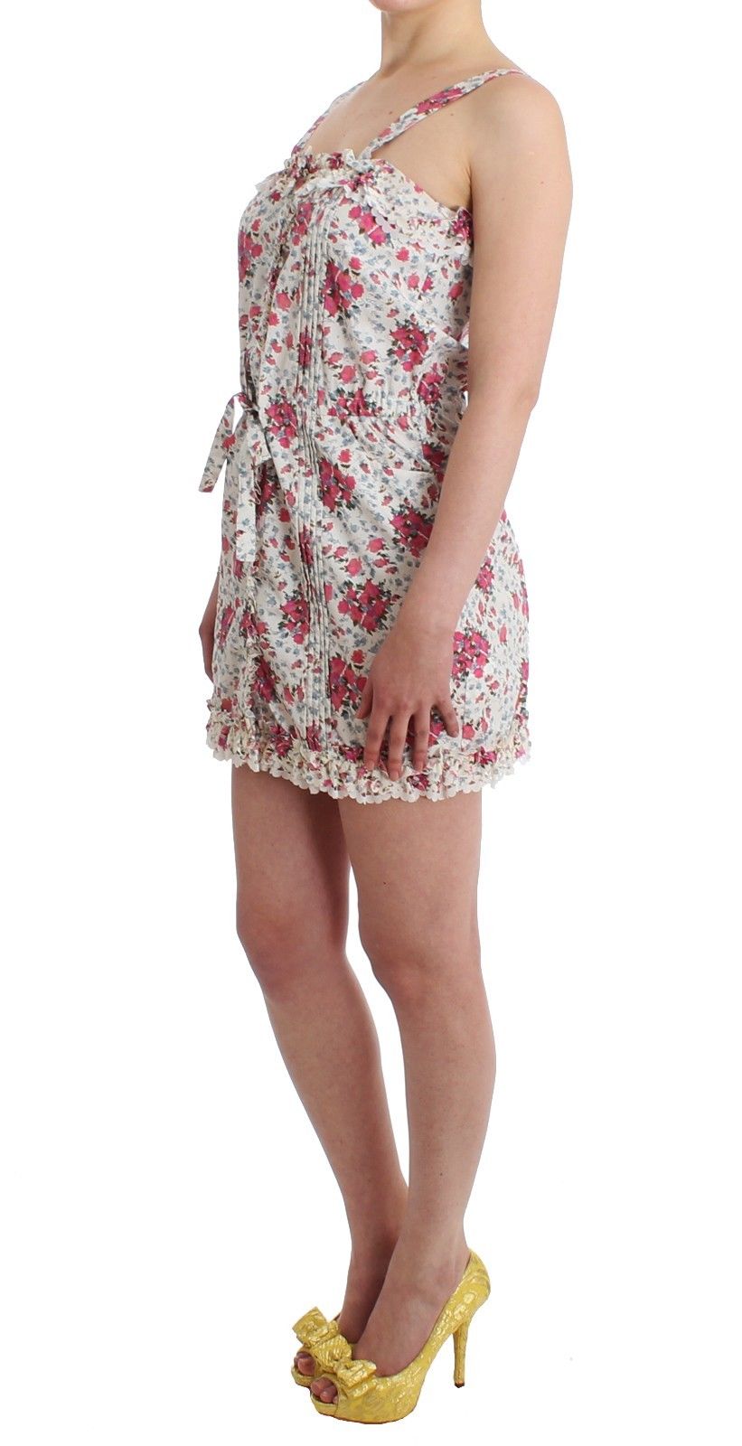 Beachwear Pink Floral Beach Mini Dress Short