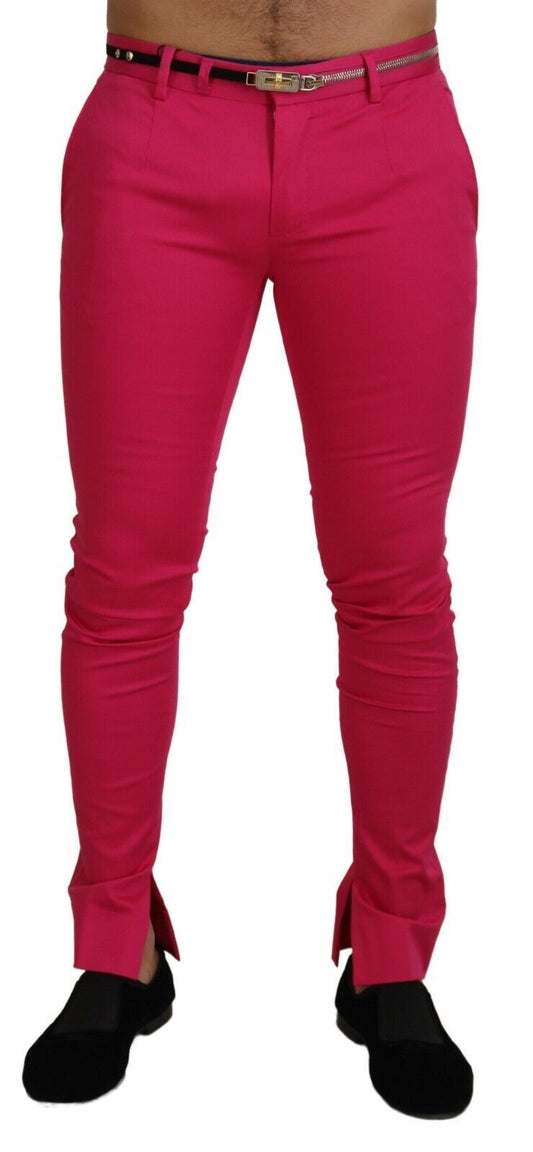 Pink Zipper Buckle Waist Trousers Pants